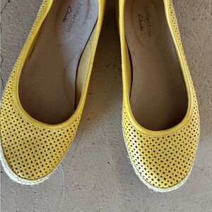 Clarks Yellow Perforated Flats